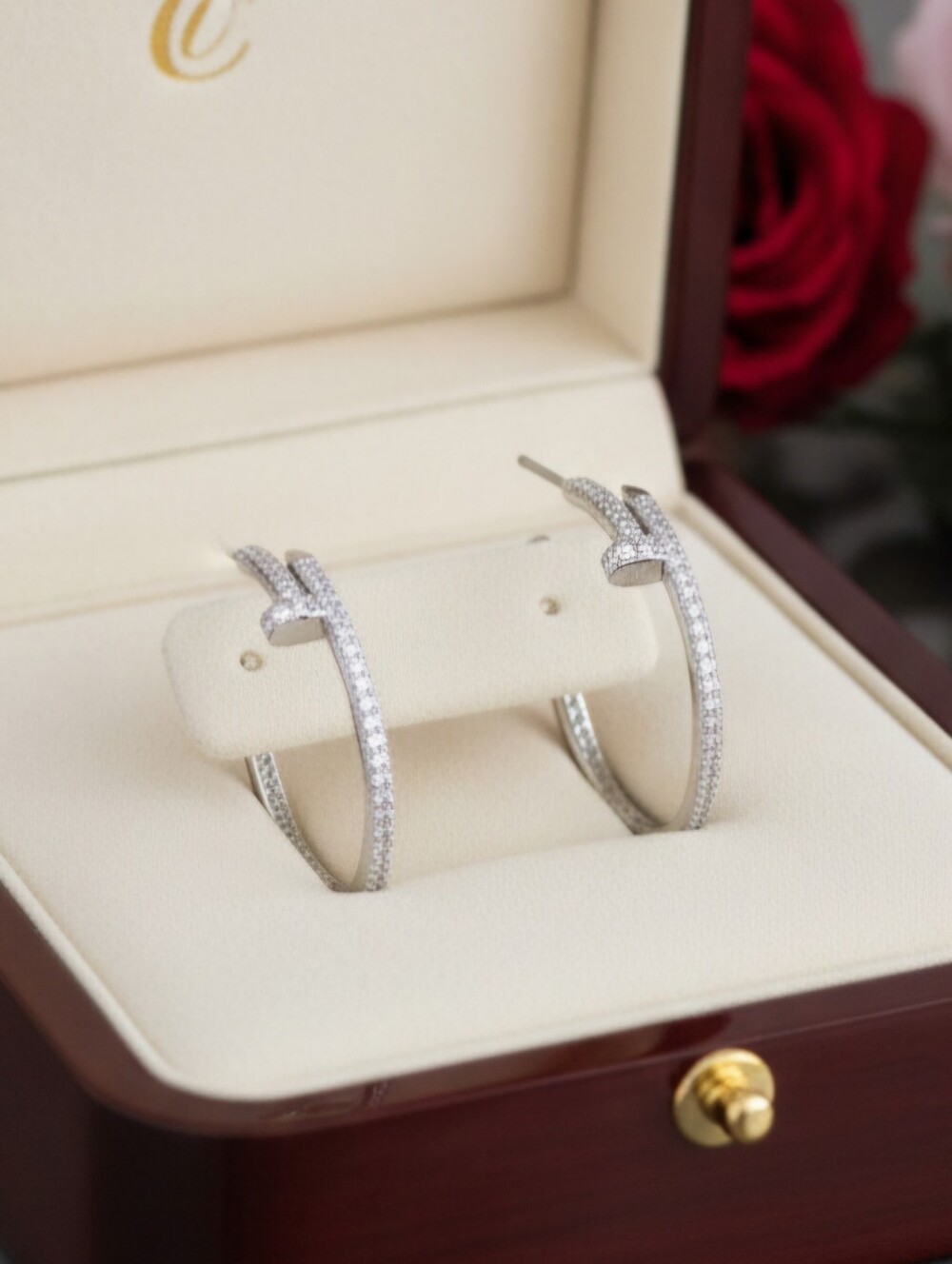 Nail CZ Earrings